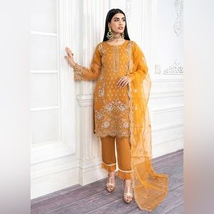 Pakistani 3 Piece Embroidered Stitched Shalwar Kameez